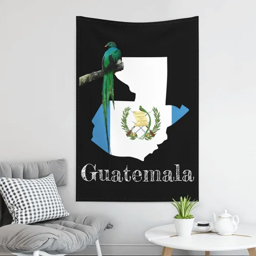 Miniatura 6 de Tapiz de Quetzal de pájaro con bandera guatemalteca de mapa de Guatemala, 60 x 40 pulgadas, divertido tapiz estético, arte de pared para dormitorio