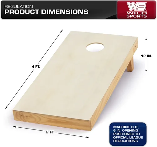 Miniatura 8 de Wild Sports - Set para jugar al cornhole (meter sacos pequeños en un agujero) con tablero de madera de 2 x 4 pies y 8 sacos con frijoles, diseño