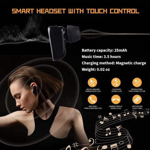Miniatura 5 de Reloj inteligente con auriculares, pantalla HD de 1.85 pulgadas para hombres, reloj Bluetooth 2 en 1 con monitor de sueño, frecuencia cardíaca