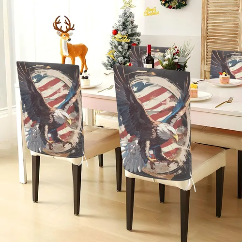 Miniatura 4 de 4th of July Independence Day Brown Bird Decorative Chair Covers for Ceremony Soft Slipcovers fundas para sillas de comedor 6 Set of 6