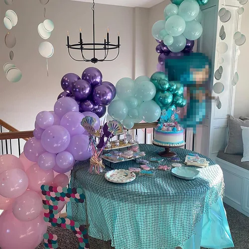Miniatura 6 de Togvu Set de Globos de Fiesta de Sirena, 60 Paquetes de 12 Pulgadas Globos Metálicos de Látex Rosa Púrpura Verde Azul para Decoración de Cumpleaños