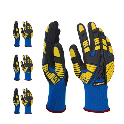 Miniatura 10 de 3 pares de guantes de trabajo, guantes resistentes a los impactos con goma para hombres y mujeres, guantes de nitrilo resistentes a cortes, guantes