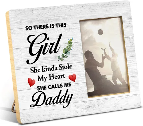 Yuzi-n El mejor regalo para papá, regalos para padre de hija, regalo de papá para cumpleaños, Navidad, día del padre, marco de fotos de madera para