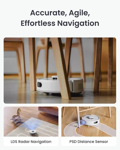 Miniatura 6 de SwitchBot Robot aspirador y trapeador K11+ con materia, succión de 6000 Pa, vaciado automático de manos libres de 90 días, navegación SUD, 3.6 Blanco