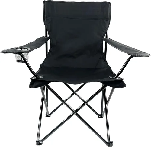 Silla plegable portátil para acampar al aire libre [grande] (negro)