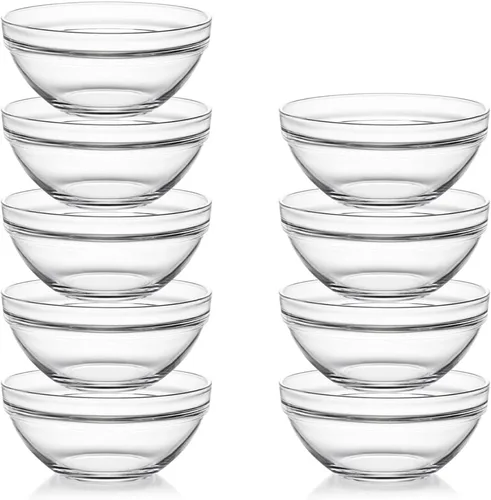 Sweejar Juego de cuencos de vidrio pequeños de 4 pulgadas, cuencos de preparación de 7 onzas para cocinar, cuencos pequeños para cocina, cuencos de