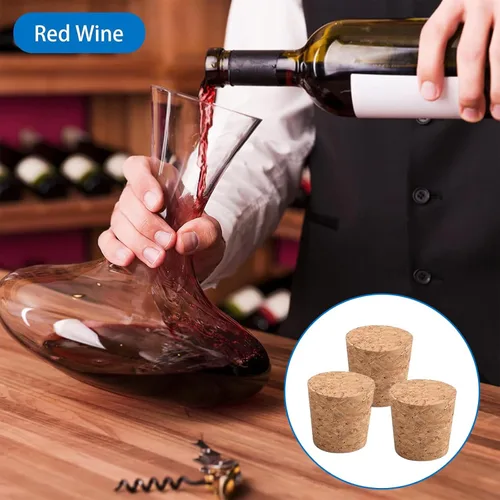 Miniatura 6 de INCREWAY Tapones de corcho cónicos, 20 tapones de corcho de madera duraderos para botellas de vino, botellas de vidrio, 0.984 x 1.181 x 1.181 in