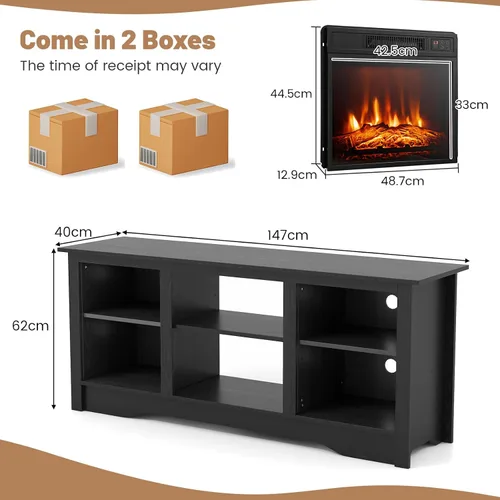 Miniatura 6 de SIMOE Soporte de TV eléctrico con chimenea para televisores de hasta 65 pulgadas, consola de TV moderna de 58 pulgadas con chimenea de 18 pulgadas
