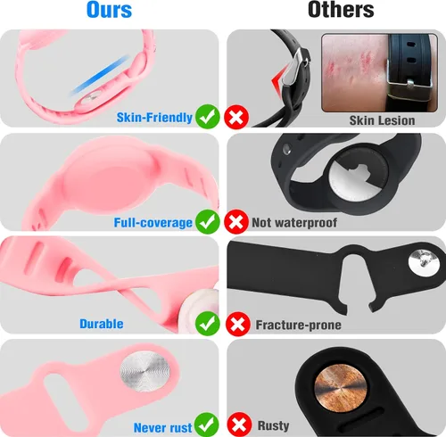 Miniatura 6 de Pulsera impermeable de Airtag para niños [Paquete de 2], lindo soporte de Air Tag con diseño oculto de dibujos animados para niños con cobertura