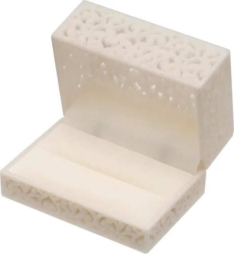 Miniatura 3 de Caja hueca de terciopelo para anillos de pareja, doble anillo, regalo de compromiso (beige)
