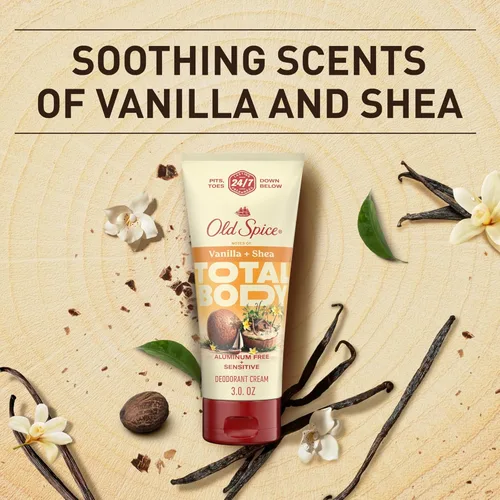 Miniatura 7 de Old Spice Crema desodorante de cuerpo entero para hombres, sin aluminio, aroma a vainilla + karité, protección contra olores 24/7, frescura duradera