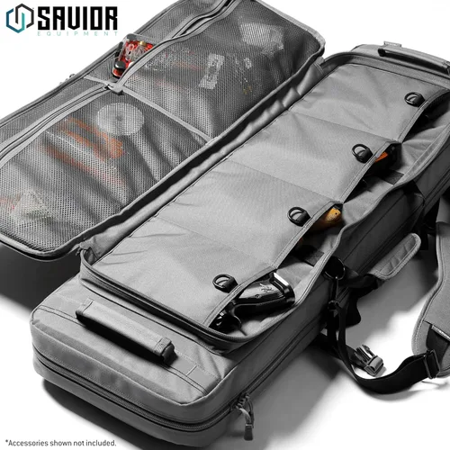 Miniatura 3 de Savior Equipment Specialist Series Tactical Double Long Gun Bag Case Backpack 4 Pistol Handgun Storage, Lockable Zippers, Padded Drag Handles, Gris