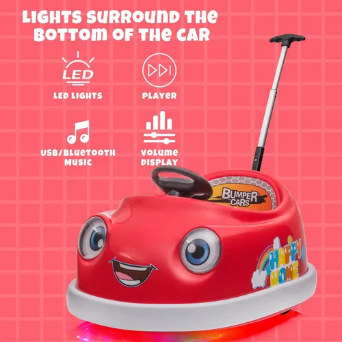 Miniatura 4 de Coche de parachoques eléctrico de batería dual de 12 V para niños con control remoto, giro de 360 grados, función de balancín de varilla de caballo