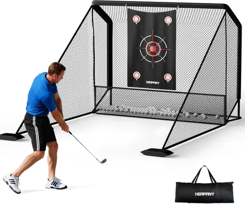 Red de práctica de golf, redes de golf resistentes de 10 x 7 pies para entrenamiento en interiores y exteriores, redes de golpeo portátiles con