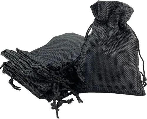Miniatura 71 de Palmhomee Paquete de 20 bolsas de regalo de arpillera con cordón, bolsas de joyería de lino, bolsas de yute de boda para joyas y bolsas