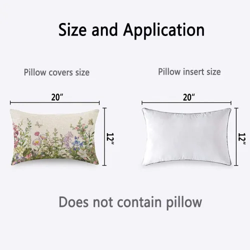 Miniatura 4 de TKS MITLAN Funda de Almohada Decorativa de Flores Silvestres y Hojas, Funda de Cojín Botánica de Primavera Acuarela Hierbas, Fundas de Almohada