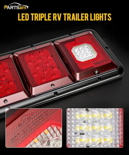 Miniatura 2 de Partsam 2 luces LED de triple cola 45 LED, montaje vertical u horizontal, luces traseras LED rectangulares de montaje vertical u horizontal, luces