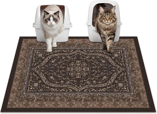 Miniatura 49 de Glittme Alfombrilla de Arena para Gatos con Base Antideslizante, Alfombrilla de Caja de Arena Impermeable que Atrapa la Arena, Fácil de Limpiar