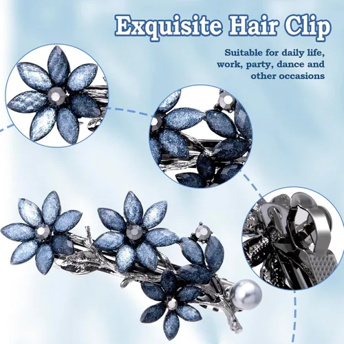 Miniatura 4 de Joez Wonderful Pinzas para el pelo de novia con diamantes de imitación para mujer, 2 piezas, pinzas para el cabello de cristal brillante, pasadores