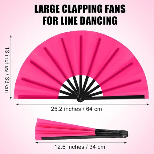 Miniatura 3 de Blulu 24 piezas de abanicos grandes plegables para baile en línea de 13 pulgadas, abanicos con botas en el suelo para baile en línea para mujeres