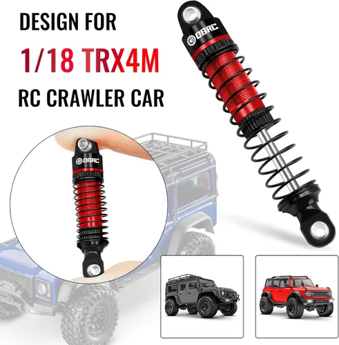 Miniatura 4 de OGRC Amortiguadores Absorbedores de Aceite Roscados de 60mm Amortiguador Roscado para TRX4M 1/18 RC Crawler Piezas de Actualización (Negro Rojo)