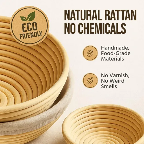 Miniatura 2 de Cesta para fermentación de pan Banneton - Suministros para hornear pan de masa madre – Kit de inicio para masa madre – Cesta para fermentación