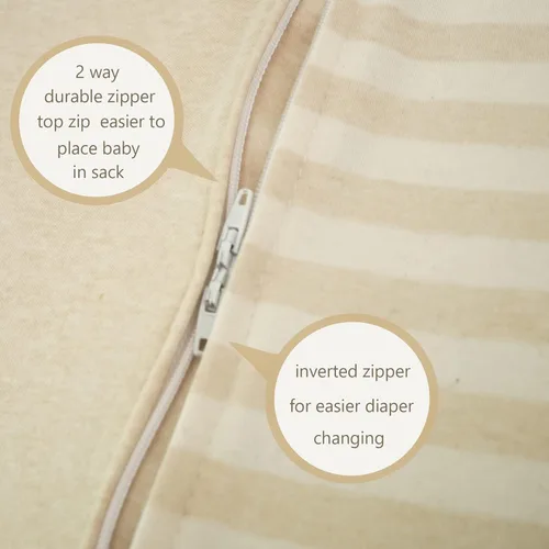 Miniatura 3 de Saco de dormir para bebé de algodón natural para niños de 9 a 18 meses, sin mangas, 4 estaciones, ligero, unisex, 18-24 meses, Tog 1.0, transición