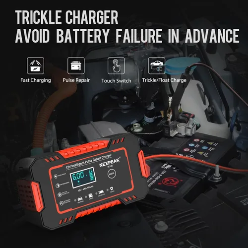 Miniatura 3 de NEXPEAK NC101 Cargador de batería para auto, cargador de batería inteligente de goteo 12V 6A, mantenedor de batería automotriz, desulfatador