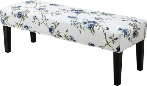 Miniatura 14 de CRFATOP Funda de cojín rectangular estampada para banco de comedor, elástica, extraíble y lavable, protector de banco tapizado para comedor, sala