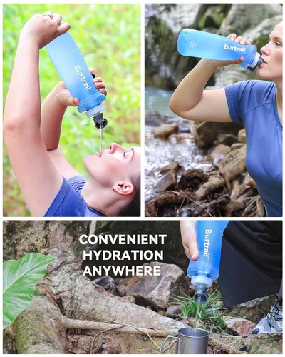 Miniatura 7 de Botella de filtro de agua plegable de 1.0 L, sin BPA, ultraligera y duradera, con cartucho de tapa de filtro de 1.654 in, botella de agua filtrada