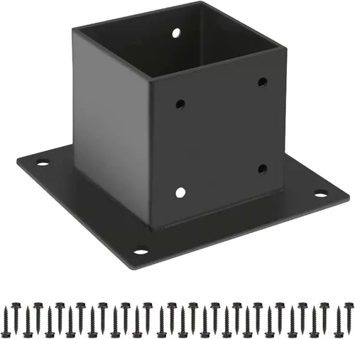 Miniatura 13 de Base de poste de 4×4, 2 piezas, soportes de poste de cubierta, tamaño interior de 3.5"x3.5", base de anclaje para poste de valla de acero grueso