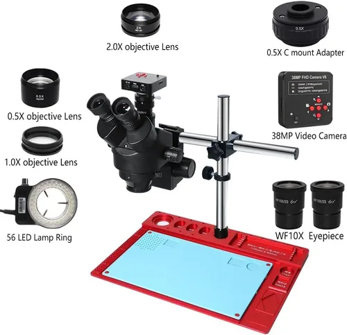Miniatura 2 de Kit de microscopio 38MP H_DMI USB Microscopio Cámara digital 3.5X-90X Simul-Focal Trinocular Estéreo Microscopio para Soldadura PCB Reparación de 5