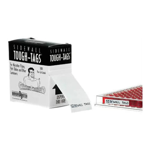 BioTech tt-swall diversificados Sidewall tough-tags etiqueta, uso con microplate, 0.25" ancho x 1.50" de longitud, color blanco (rollo de 1000)