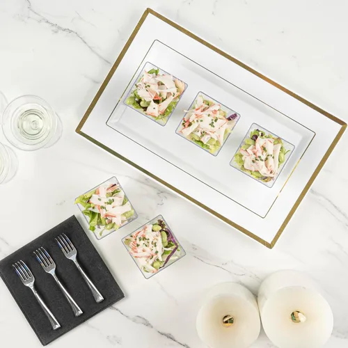 Miniatura 6 de Restaurantware - Mini tazas Kova de 4 onzas, 100 tazas cuadradas pequeñas para aperitivo: duradero, desechable, taza de parfait de plástico