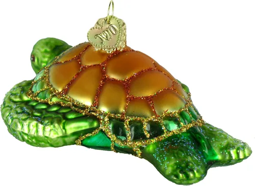 Miniatura 2 de Old World Christmas - Adornos de tortugas de vidrio soplado para árbol de Navidad, verde marino