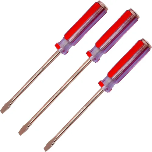 Miniatura 12 de WEDO Juego de destornilladores de 3 piezas, cabeza plana con tapa de golpe, juego de destornilladores ranurados sin chispas, bronce de aluminio