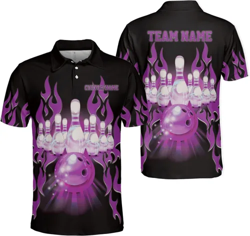 Miniatura 5 de Woseprints - Polo de boliche personalizado con nombre 3D para hombres y mujeres, camisas de bolos personalizadas para equipo, camisas de bolos unisex