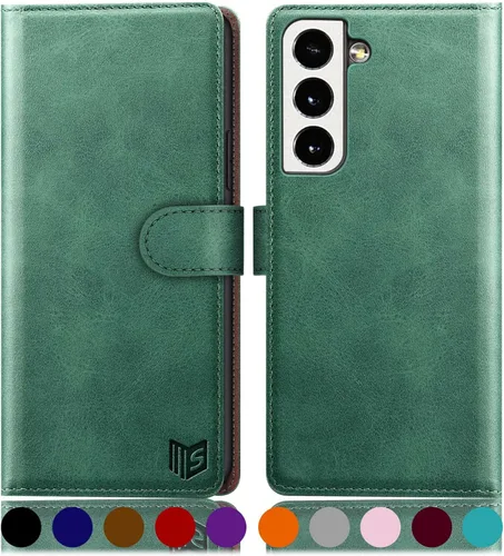 Miniatura 14 de SUANPOT Funda de piel tipo cartera para Samsung Galaxy S22 con bloqueo RFID, tarjetero para tarjetas de crédito, funda de teléfono con tapa tipo