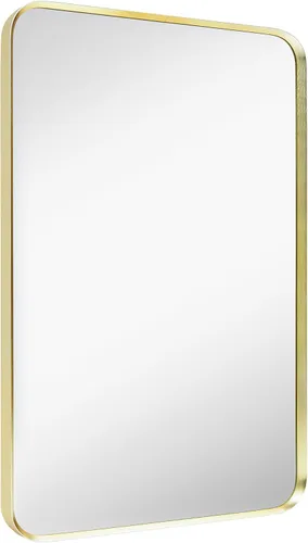 Miniatura 36 de Espejo de montaje en pared para baño, espejo rectangular de tocador rectangular con marco de metal negro cepillado (16 x 20 pulgadas, negro)