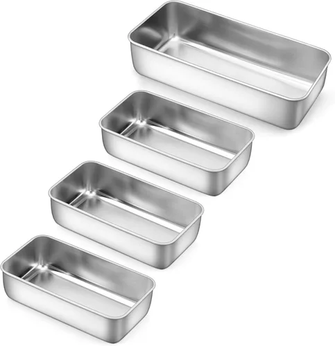 Miniatura 14 de LIANYU Paquete de 4 mini moldes para hornear pan, 6.3 x 3.5 pulgadas, molde pequeño de acero inoxidable para pan casero, molde de hojalata