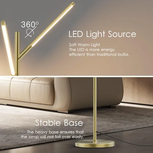 Miniatura 5 de Aipsun Lámparas de pie para sala de estar 24 W LED modernas lámparas de pie regulable lámpara de pie para sala de estar dormitorio 3000 K