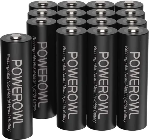 Baterías recargables POWEROWL AA, baterías de alta capacidad de 2800mAh, 1.2V NiMH de baja autodescarga, paquete de 16