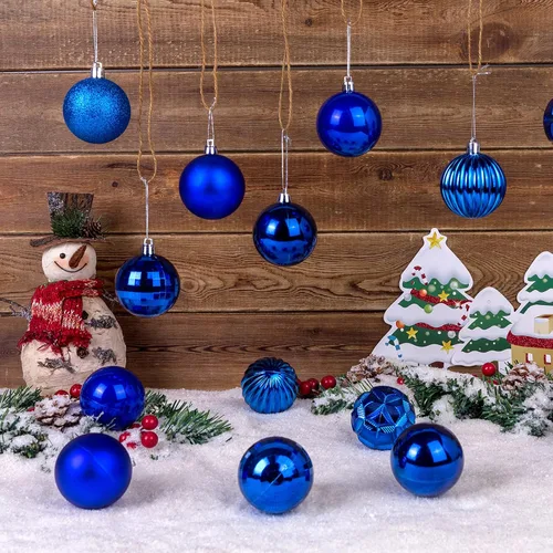 Miniatura 30 de AMS Esferas de Navidad de 2.36 pulgadas/60mm, 34 unidades, adornos grandes, decoraciones para fiestas, inastillables, colgantes festivos para Negro