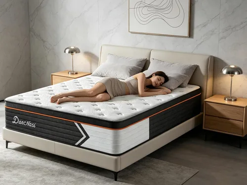 Miniatura 40 de Colchón tamaño individual de 10 pulgadas en una caja, espuma viscoelástica híbrida y resortes embolsados, 7 zonas para dormir de espalda y de lado