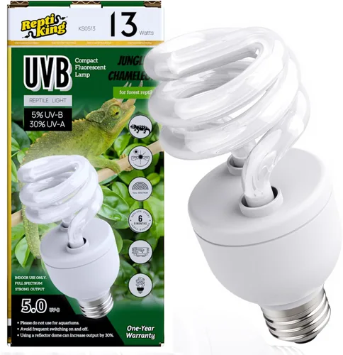 Luz de reptil UVB, bombilla UVB5.0 de 13 W, lámpara de bombilla de reptil UVA UVB para leopardo Gecko crestado, tortuga, bombillas Camaleón UVB para