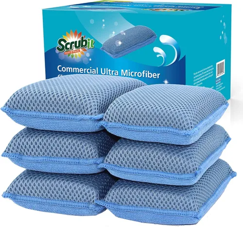 Miniatura 8 de Scrub-It - Esponja de cocina de microfibra Miracle (6 unidades) – Esponjas de limpieza para lavavajillas resistentes a arañazos – Lavable a máquina