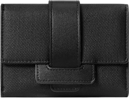 Miniatura 13 de Cartera pequeña para mujer, de piel, plegable, compacta, con bloqueo RFID, con bolsillo con cremallera para monedas, A01 Rojo Vino, Classic