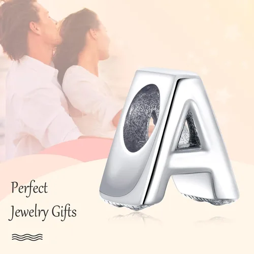 Miniatura 3 de Annmors Charms A-Z Alphabet Charm 925 Sterling Silver Heart Alphabet Dangle Beads for Bracelets & Necklaces