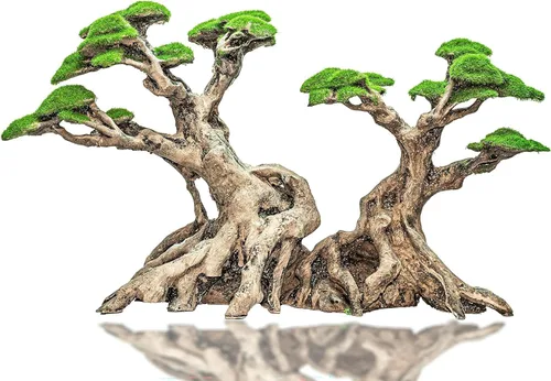Miniatura 9 de Novelsite Decoración de Pecera - Árboles Bonsái con Musgo Artificial - Rocas de Acuario para Paisajismo Acuático - Hecho de Arenisca, Decoraciones
