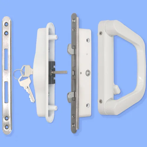 Juego de manijas de puerta corrediza de patio con cerradura de embutir, adecuado para puertas corredizas de patio de vidrio con grosor de 1.5 a 2